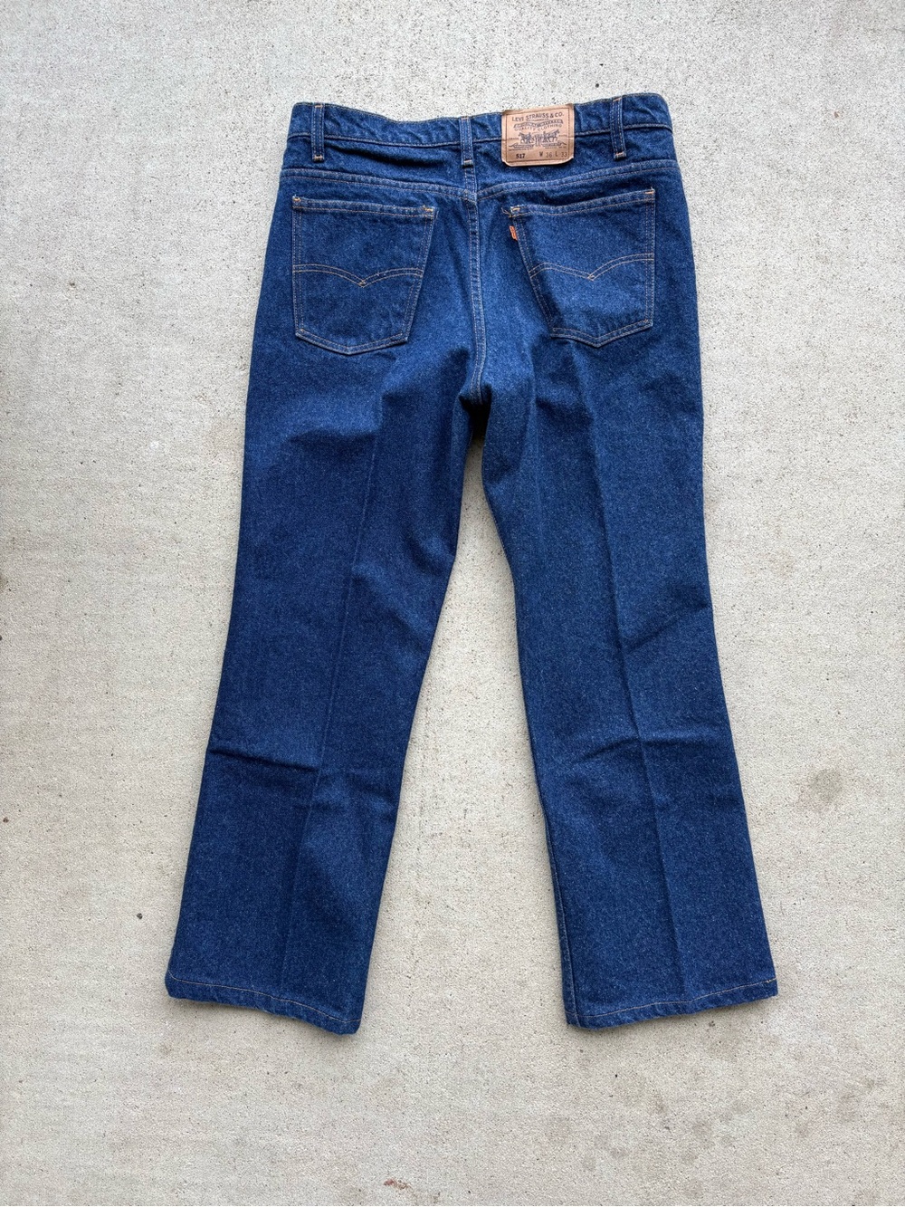 Vintage 80s Levis 517 Orange Tab Scovill USA Dark Wash Bootcut Jeans Mens 36x29
